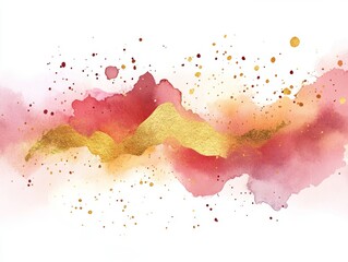 Abstract Modern Watercolor Art and Gold Illustration on White Background - Perfect for Logo Design and Wall Art