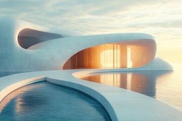 Aufkleber - Modern Minimalist Architecture Abstract Design with Curves and Natural Light