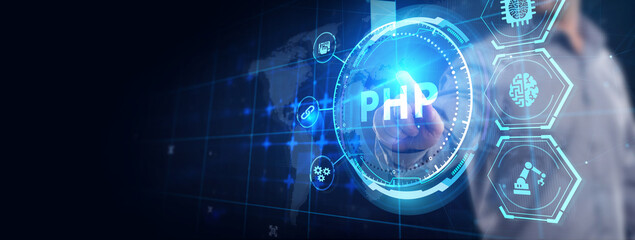 Business, Technology, Internet and network concept. PHP abbreviation. Modern technology concept.