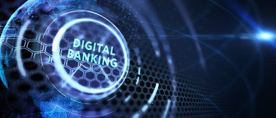 Wall Mural - Digital bank. Online banking and transaction concept.  3d illustration