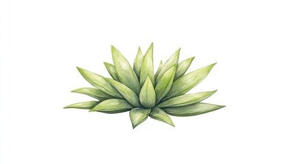 Wall Mural - Lush green succulent plant with vibrant leaves against a white background, ideal for nature-themed designs