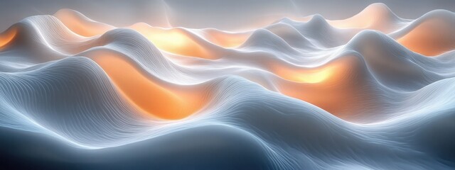 Aufkleber - Minimalist Abstract White Curves and Waves Background Digital Art
