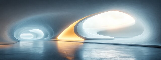 Poster - Futuristic Abstract Architecture with Curves and White Surfaces
