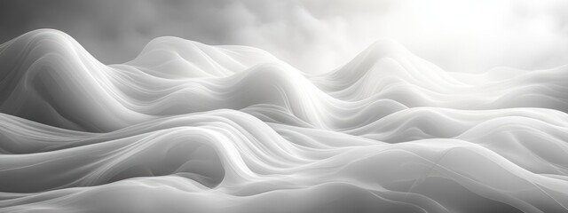 Poster - Minimalistic White Curves Abstract Design with Soft Gray Background
