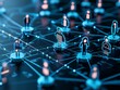 © Achirawee - a dynamic visualization of collaborative information sharing, depicting people working on interconnected holographic devices, vibrant digital pathways connecting them, modern and sleek work