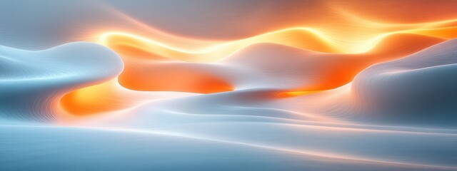 Aufkleber - Minimalist Abstract Background Flowing White Curves Soft Light