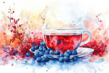 Poster - Tea Watercolor Illustration