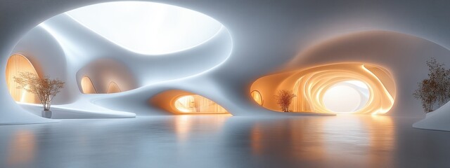 Leinwandbilder - Futuristic Abstract Architecture Serene Light Curves Design