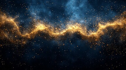 Wall Mural - stellar cosmic event golden galaxy dust in space digital art dark universe vastness abstract concept