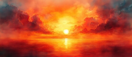 Aufkleber - Watercolor Sunset Painting Abstract Background in Vibrant Orange Yellow with Distressed Grunge Texture for Autumn Halloween