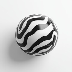 Leinwandbilder - Abstract black and white sphere with wavy pattern.