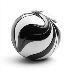 Fototapete - Abstract black and white sphere with swirling design.