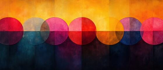 Poster - Abstract Background Design with Colorful Circles and Spots in Pink Blue Yellow Red Green and Purple on Light Beige or White