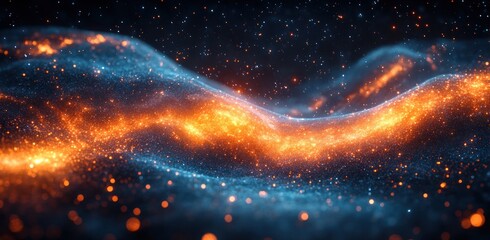 Fototapete - Cosmic Galaxy Swirl Abstract Art Digital Technology Network Design with AI and Neural Connections