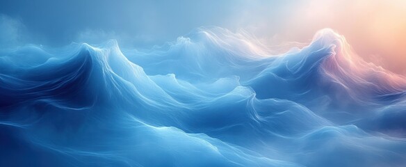 Aufkleber - Serene abstract blue gradient background with soft lighting and textured borders in luxury design