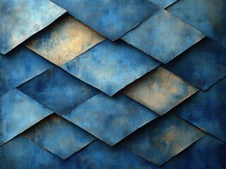 Aufkleber - Deep Blue Abstract Background with Textured Geometric Pattern of Triangles and Diamonds