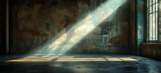 Poster - Dark Minimalist Studio Room with Overhead Light and Polished Concrete Floor