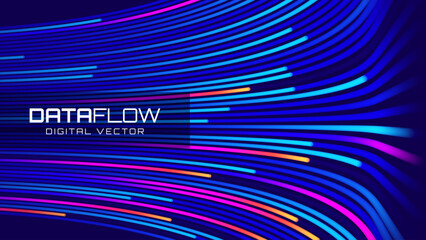 Wall Mural - digital data flow vector background. big data technology lines. 5g wireless data transmission. high 