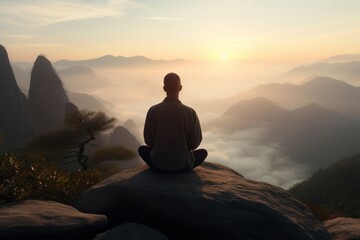 Wall Mural - mountain meditating outdoors nature