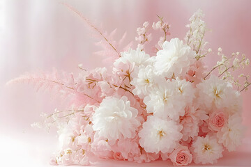 Wall Mural - Elegant pale pink floral arrangement on pastel background