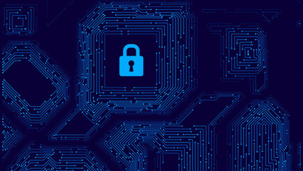Leinwandbilder - Abstract AI Digital Circuit Board Tech Background. Technology Connected Blue Lines Electronics Elements BG. Computer Motherboard Processor Chip. Neural Network Concept. Vector Illustration.