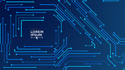 Leinwandbilder - Abstract AI Digital Circuit Board Tech Background. Technology Connected Blue Lines Electronics Elements BG. Computer Motherboard Processor Chip. Neural Network Concept. Vector Illustration.