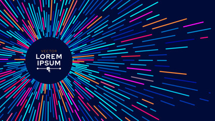 Fototapete - Abstract Circular Geometric Background. Starburst Dynamic Lines Rays. Science Fiction Space Travel, Hyper Warp, Teleport, Hyper Speed of Light Jump Effect Concept. Speed Lines Vector Illustration.