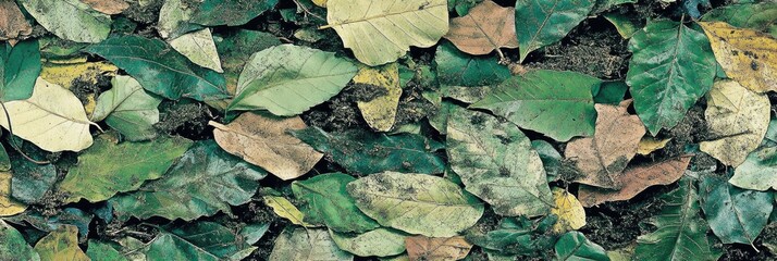 Wall Mural - Autumn leaves ground cover, natural texture. Background soil, nature wallpaper