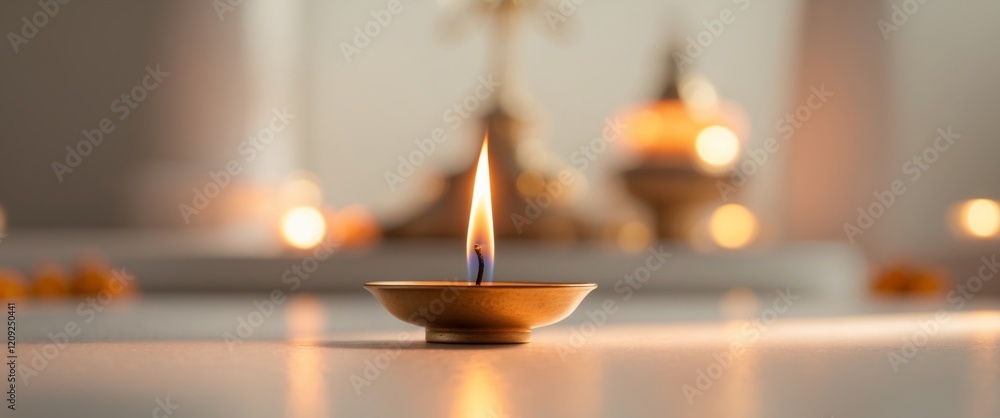Candle flame illuminating a sacred space during a festive occasion symbolizing devotion and spirituality