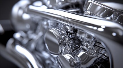 Wall Mural - Chrome Engine Detail: A Close-Up View