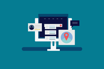 Wall Mural - seo optimization, business address on search engine maps, website seo, store location on search resu