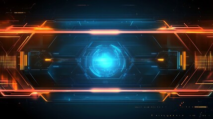 Wall Mural - Neon Tech Panel: Futuristic Interface Design