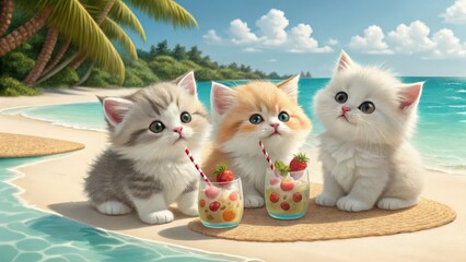 Poster - kitten on a beach