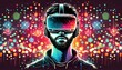 © Giuseppe Cammino - Person wearing VR headset in vibrant neon bokeh lights