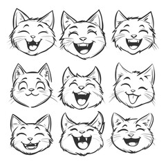 Naklejka na meble Adorable Cat Head Sketches Collection