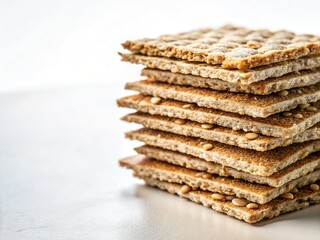 Healthy Buckwheat Crispbread Snack - Top View Isolated on White