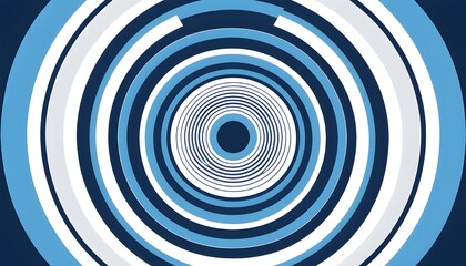 Wall Mural - An abstract geometric composition with a white and blue color palette, highlighting a series of concentric circles and smooth lines. The clean and modern design offers a visually engaging experience.