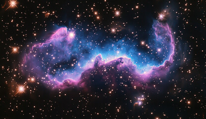 Wall Mural - a fantasy space background featuring an amazing nebula cloud, purple and blue colors with stars.