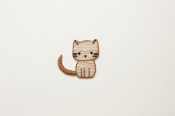 Wall Mural - Minimal cat embroidery pattern textile animal