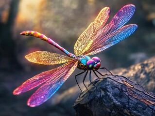 Canvas Print - Dragonfly on Rock