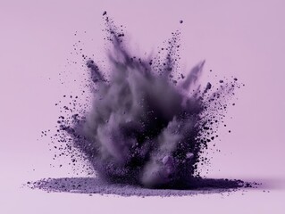 Wall Mural - colorful explosion of purple powder on light background creates an eye-catching abstract pattern rev