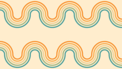 Wall Mural - abstract background of rainbow groovy wavy line design in 1970s hippie retro style. vector pattern r