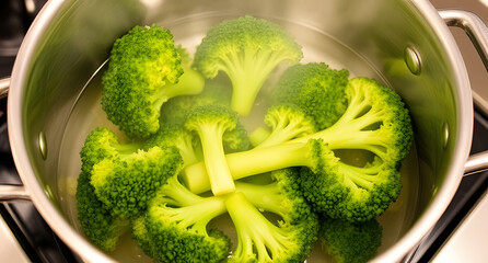 Wall Mural - Broccoli in a pot with water