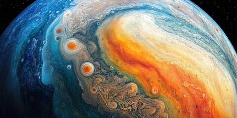 Wall Mural - close-up of planet with clouds