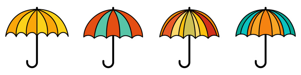 Canvas Print - umbrella icon. set of colorful umbrella icons. umbrella symbol. vector illustration
