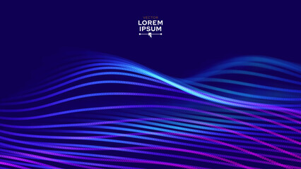 Aufkleber - Abstract Background Waves of Dots and Weave Lines. Digital Network Connection Structure Technology Business Concept. Tech Science Presentation Backdrop Vector Illustration.