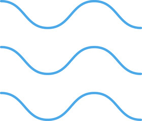 Ocean, sea waves flat simple lines icons symbols vector set - Blue line wave ornament