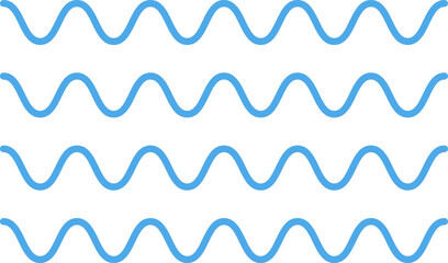 Ocean, sea waves flat simple lines icons symbols vector set - Blue line wave ornament