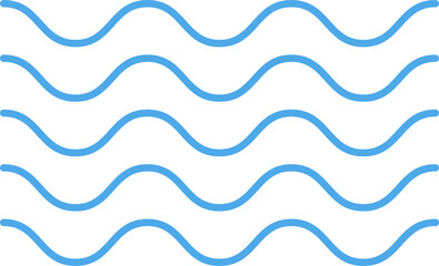 Ocean, sea waves flat simple lines icons symbols vector set - Blue line wave ornament