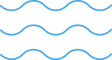 Ocean, sea waves flat simple lines icons symbols vector set - Blue line wave ornament